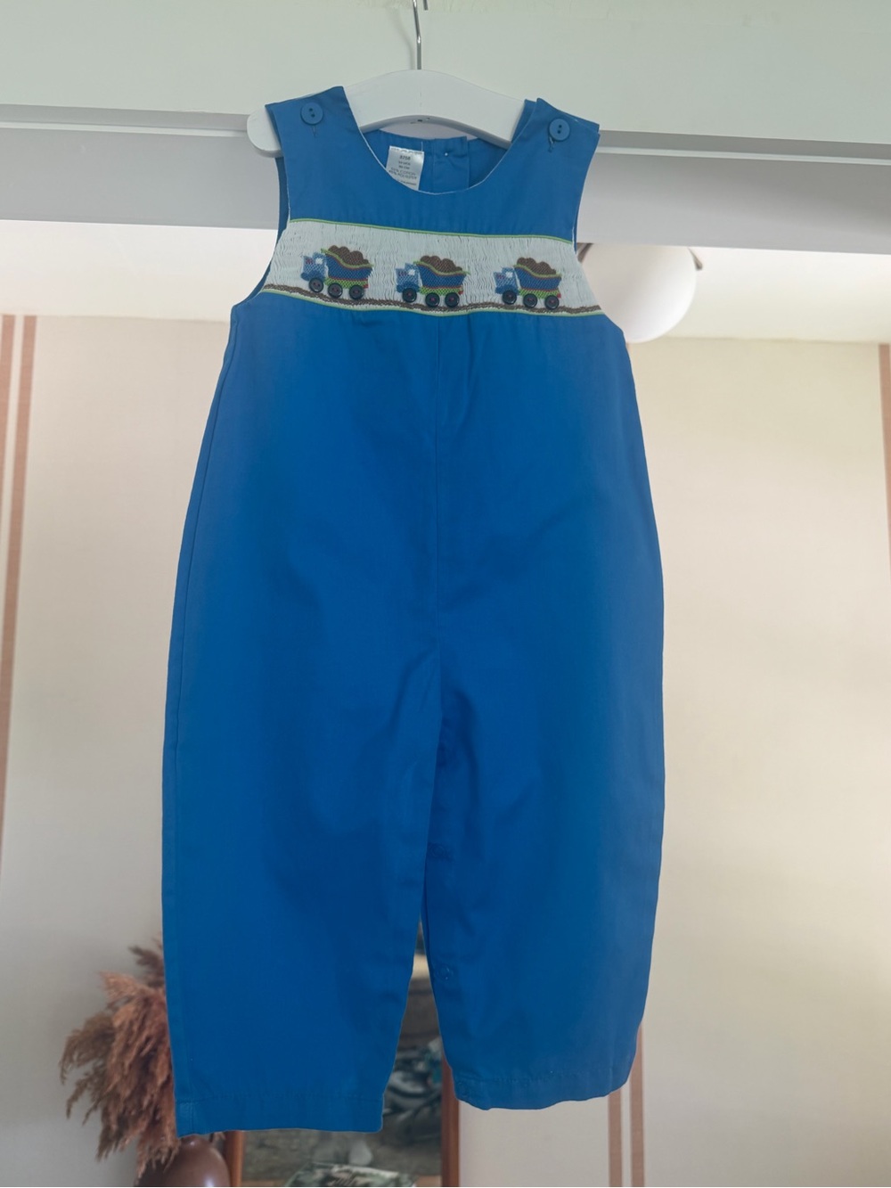 Source Unknown Royal Blue Smocked Train Overalls